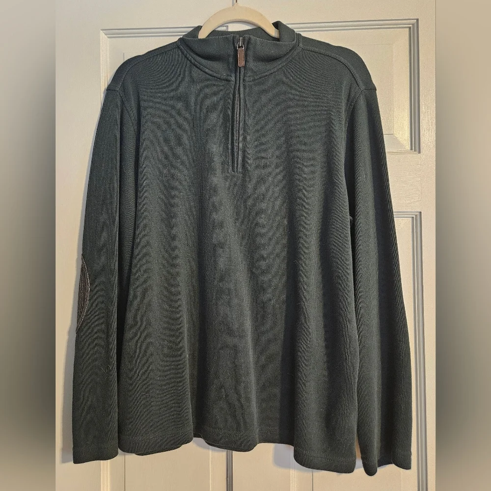 Banana Republic 1/4-zip Elbow-patch Green sweater